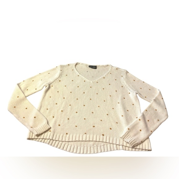 Wooden Ships Sweaters - Wooden Ships Cream V-Neck Sweater with Gold Dots Sz S/M
